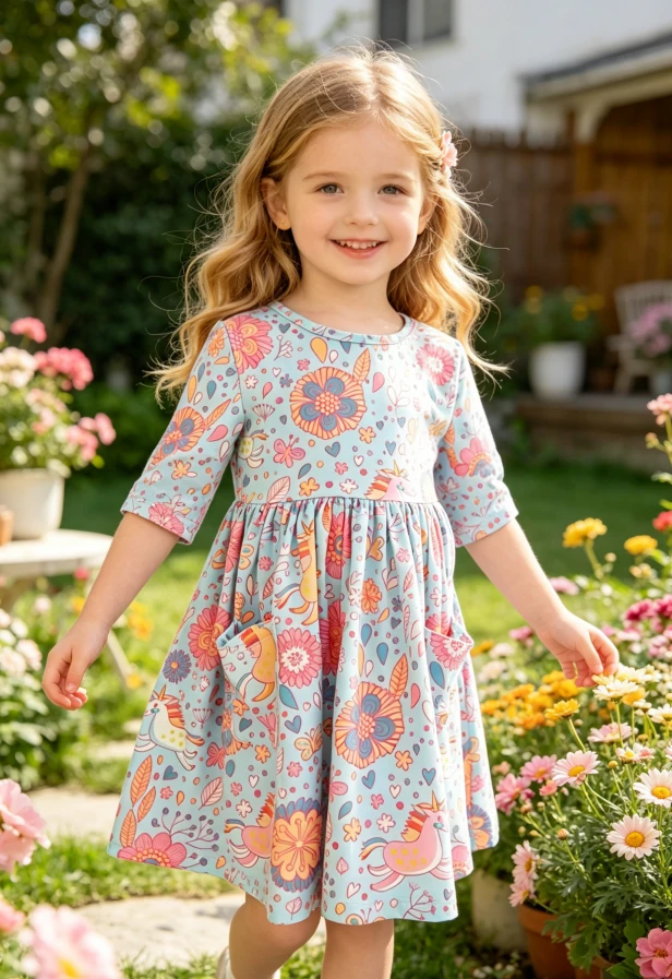 2027 Wholesale Children's Baby Girls Ribbons & Rodeos Pocket Twirl Dress product image 3