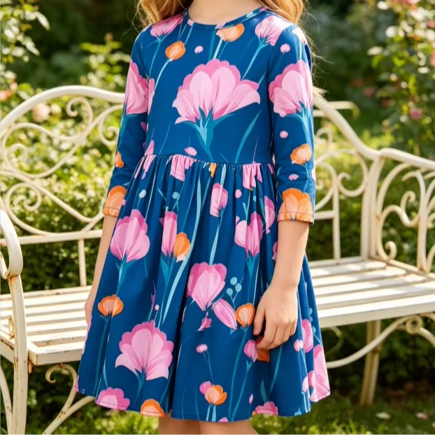 Price Hot Sale Boutique Children's Baby Girls Poppies Pocket Twirl Dress product image 1