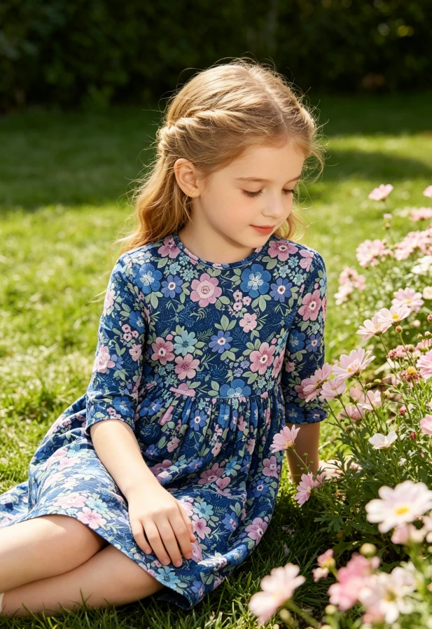 Custom Milk Silk Baby Girls O-Neck Casual Daily Wear Whimsy Pocket Twirl Dress product image 2
