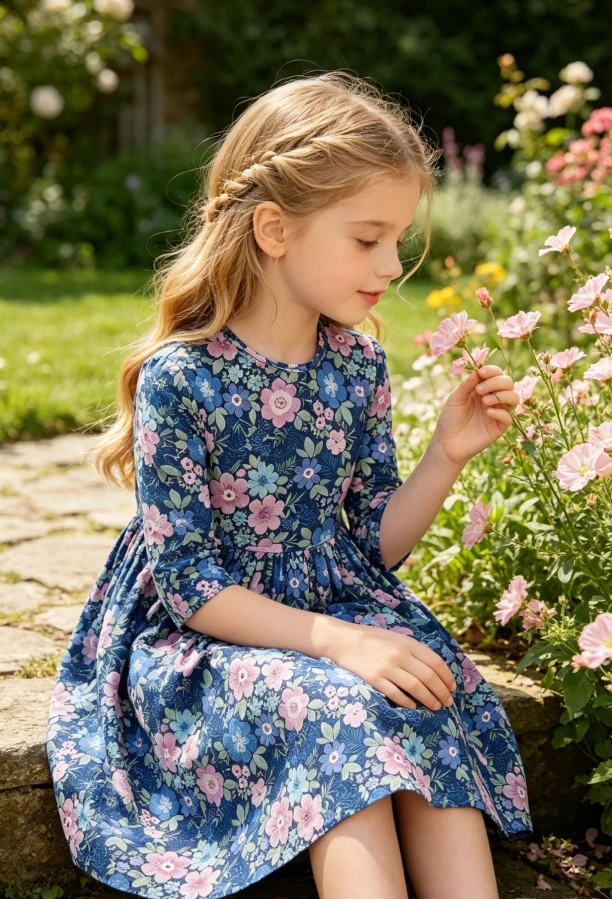 Custom Milk Silk Baby Girls O-Neck Casual Daily Wear Whimsy Pocket Twirl Dress product image 3