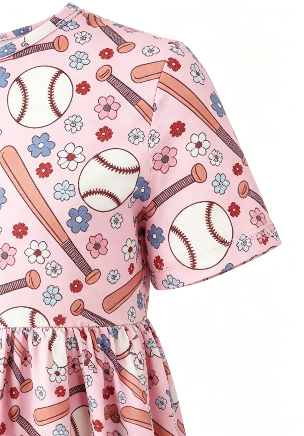 Milk Silk Fabric Breathable Children's Baby Girls Batter up SS Pocket Twirl Dress product image 4