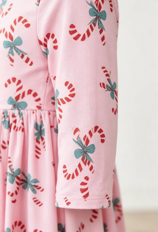 New Fashion Printed Custom Children's Baby Girls Candy Cane Cutie Pocket Twirl Dress product image 5