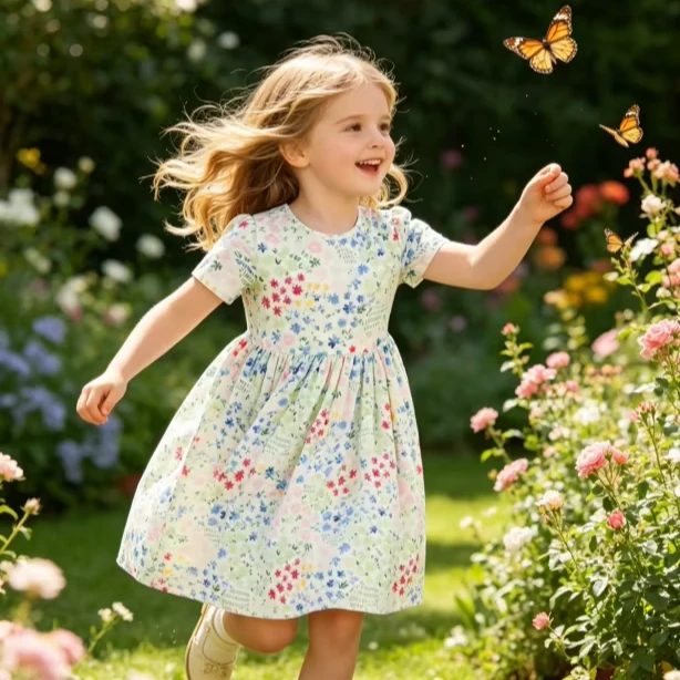 Boutique Children's Baby Girls Kids Sunshine Meadows SS Pocket Twirl Dress product image 1