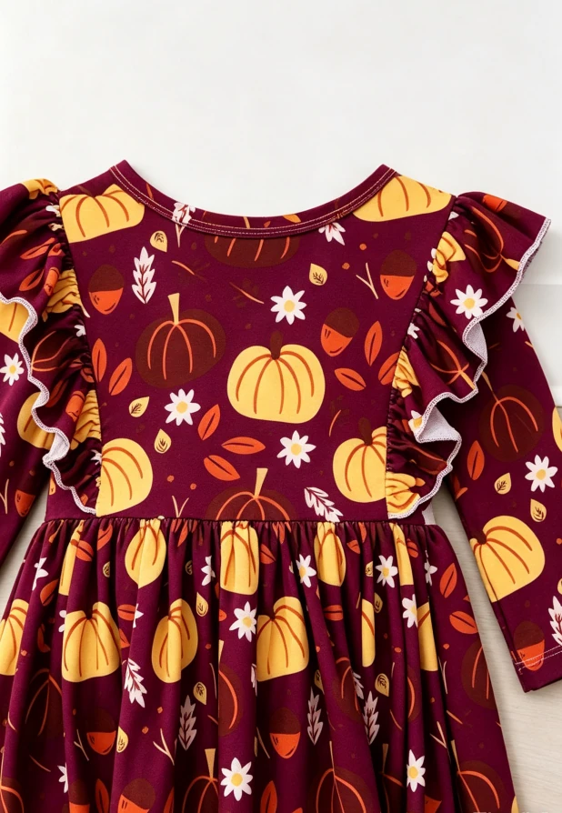 Fall Baby Kids Toddler Girl Casual Soft Twirl Dress Children's Girls Pumpkin Patch Ruffle Dresses product image 4