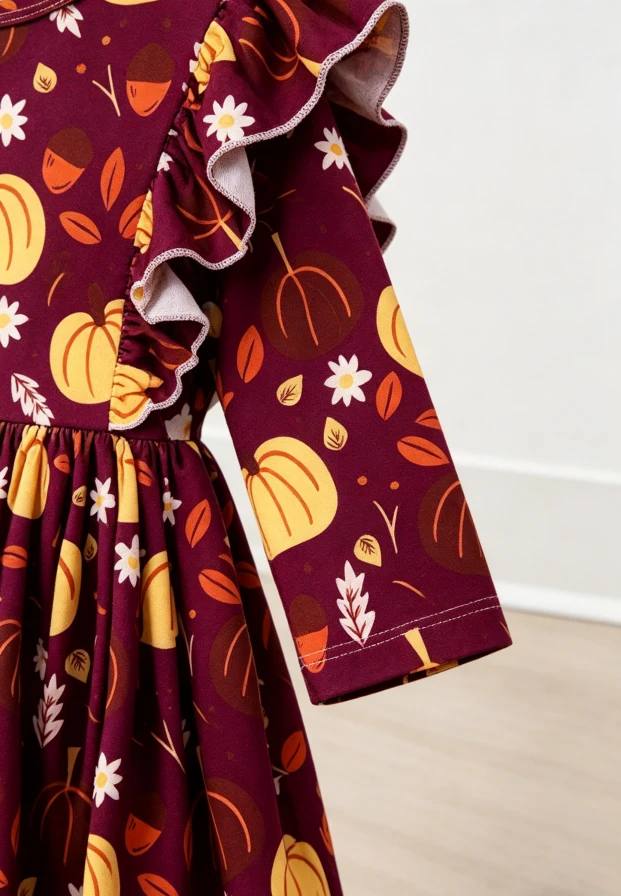 Fall Baby Kids Toddler Girl Casual Soft Twirl Dress Children's Girls Pumpkin Patch Ruffle Dresses product image 5