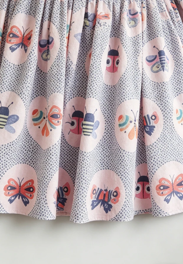 Boutique New Fashion Clothes Milk Silk Fabric Breathable Children's Baby Girls Butterfly Effect Pocket Twirl Dress product image 4