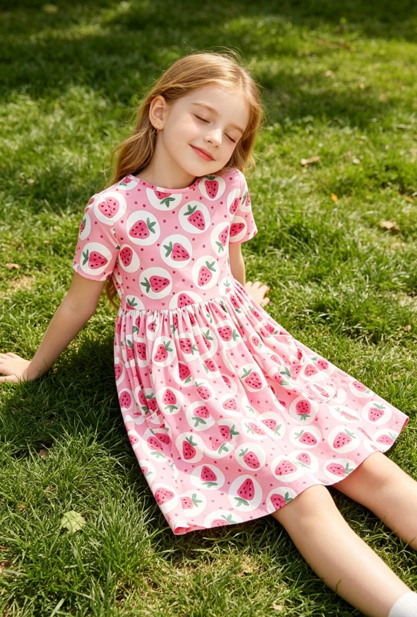 Custom Baby Girls Summer Strawberry Fields SS Pocket Twirl Dress product image 2