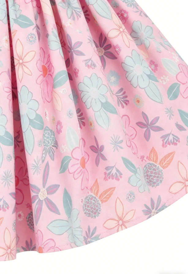 Hot Sale Summer Custom Printing Milk Silk Fabric Children's Baby Girls Beachy Blooms Flutter Sleeve Twirl Dress product image 5