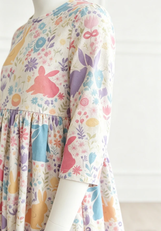Custom Summer Printed Children's Baby Girls Pastel Floral Bunnies Pocket Twirl Dress product image 5