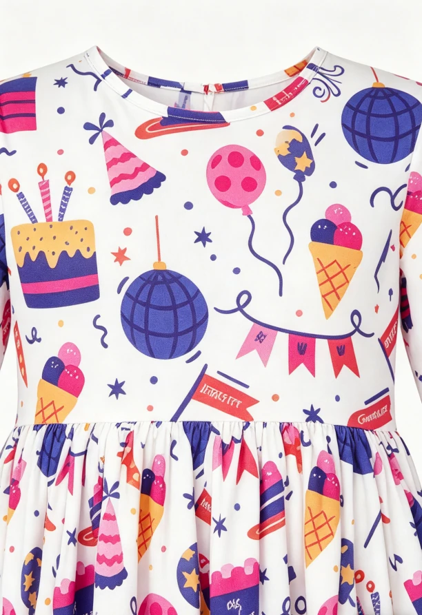 Customized High Quality Milk Silk Kids Baby Girls Happy Birthday Pocket Twirl Dress product image 5