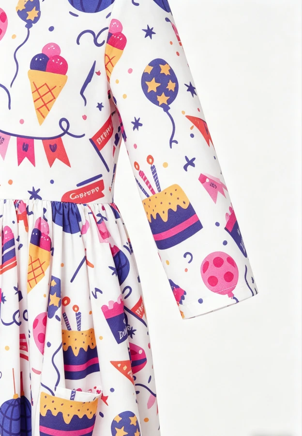 Customized High Quality Milk Silk Kids Baby Girls Happy Birthday Pocket Twirl Dress product image 6