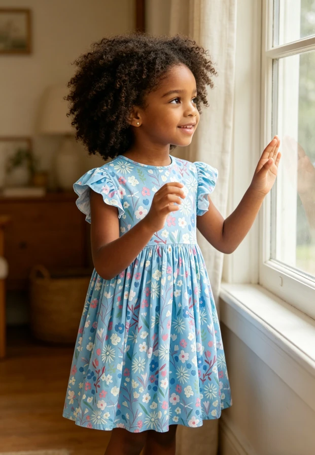 New Summer Toddler Kids High Quality Springtime Splendor Flutter Sleeve Twirl Dress product image 2