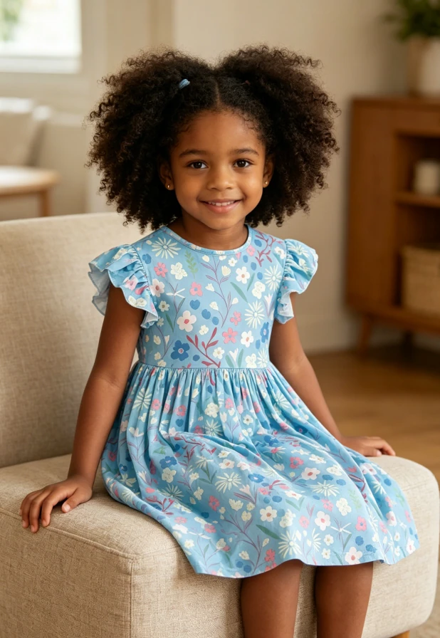 New Summer Toddler Kids High Quality Springtime Splendor Flutter Sleeve Twirl Dress product image 3