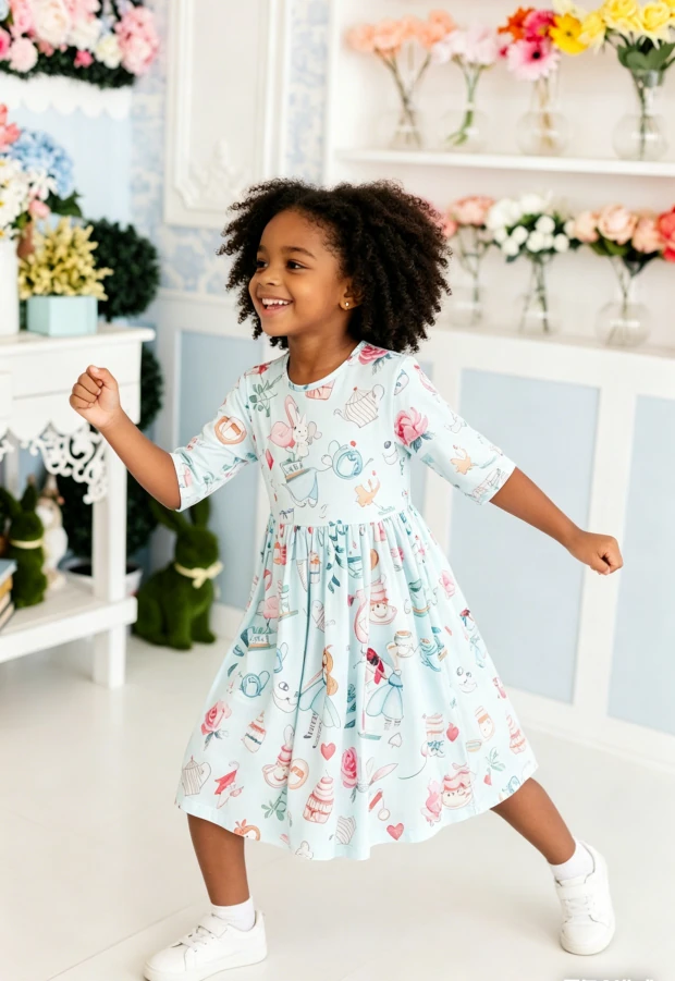 Custom Infant Toddler Child Baby Girls and Teenagers Wonderland Pocket Twirl Dress product image 2