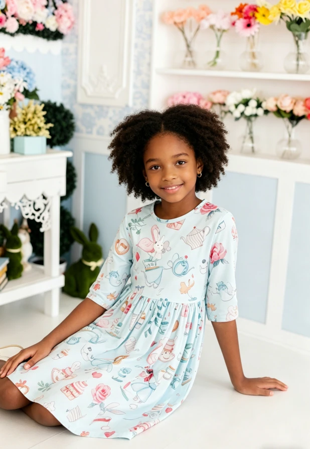 Custom Infant Toddler Child Baby Girls and Teenagers Wonderland Pocket Twirl Dress product image 3