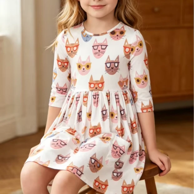 Custom Infant Toddler Clothing Child Baby Girls Teenagers Pocket Twirl Dress product image 1