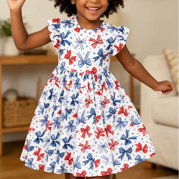 Custom Infant Toddler Dresses Child Baby Girls Teenagers Born to Sparkle Flutter Sleeve Twirl Dress product image 1