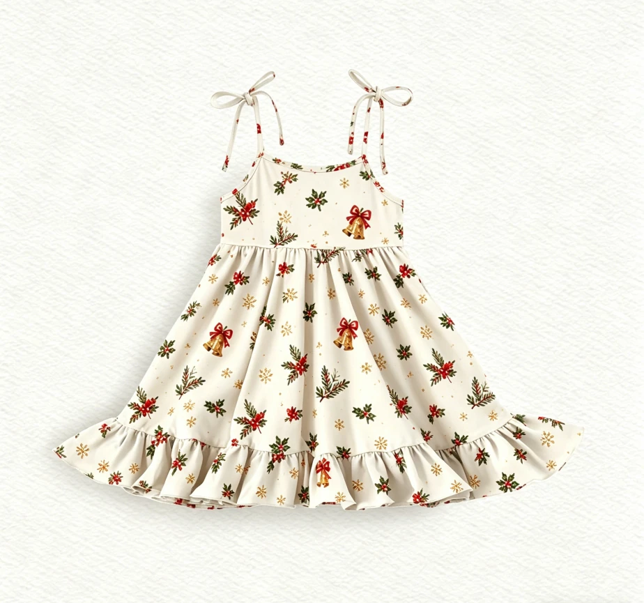 Factory Infant Toddler Dresses Child Baby Girls Teenagers Ruffle Strap Ruffle Twirl Dress product image 1