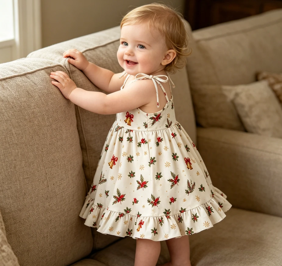 Factory Infant Toddler Dresses Child Baby Girls Teenagers Ruffle Strap Ruffle Twirl Dress product image 4