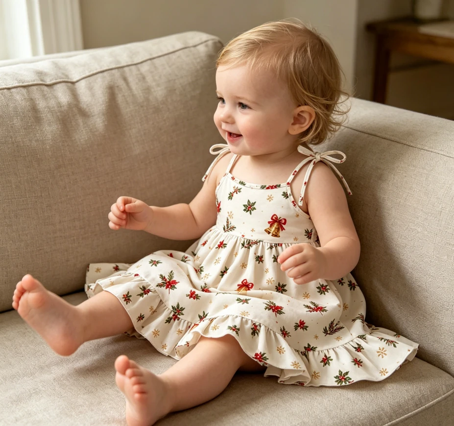 Factory Infant Toddler Dresses Child Baby Girls Teenagers Ruffle Strap Ruffle Twirl Dress product image 5