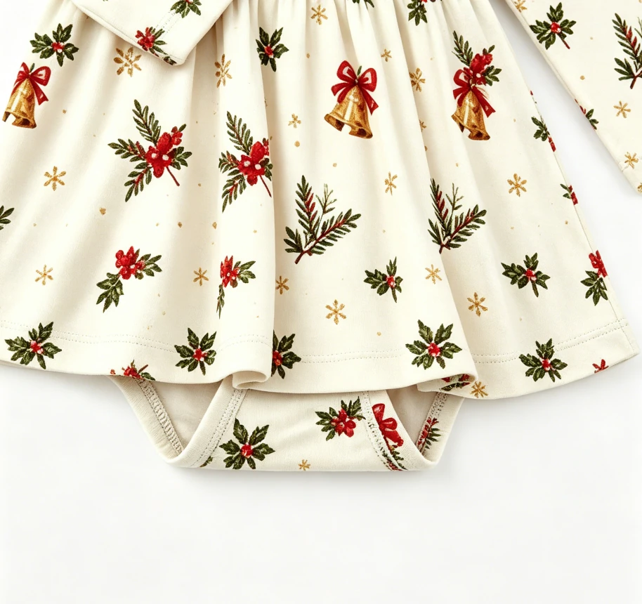 Wholesale Holiday Custom Print Baby Girls Twirl Bodysuit Dress Infant Skirted Romper Toddler Snap Button Dresses product image 5
