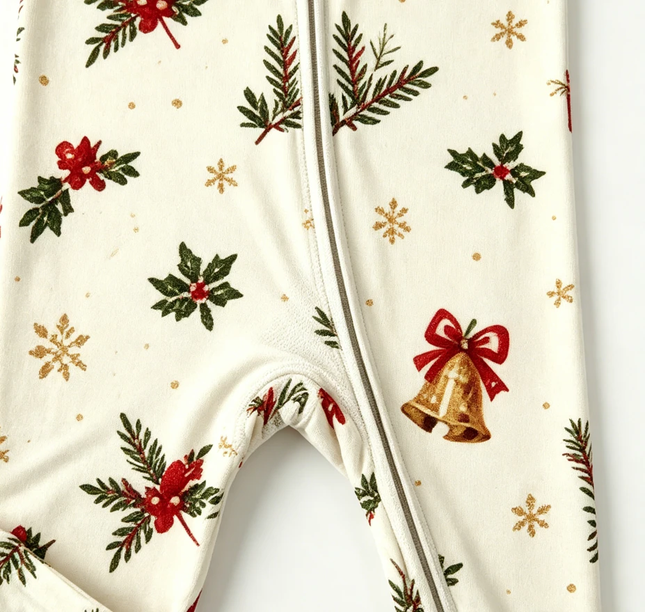 Newborn Holiday Bell Zip Footie Girls Zippy Baby Layette product image 3