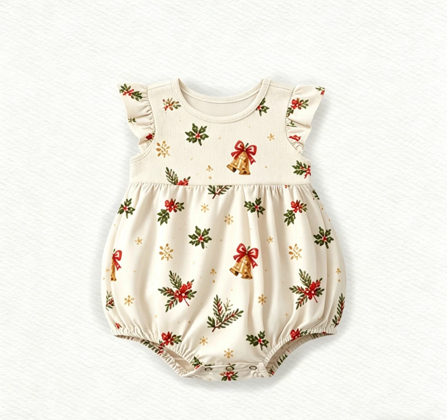Wholesale Holiday Baby Flutter Bubble Romper Infant Shorts Toddler Jumpsuit product image 1