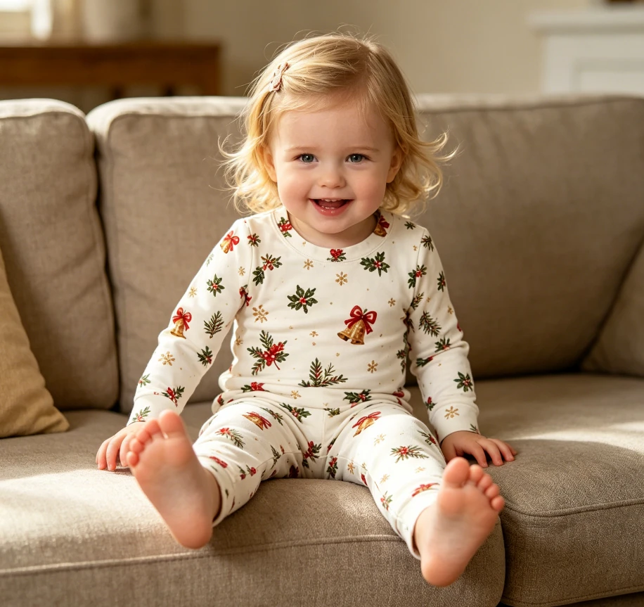 Baby Girls Christams Bell 2 Piece Pajama Customized Toddler Holiday PJ Set product image 2