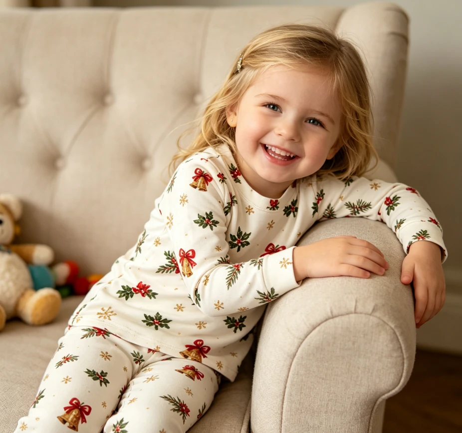 Baby Girls Christams Bell 2 Piece Pajama Customized Toddler Holiday PJ Set product image 3