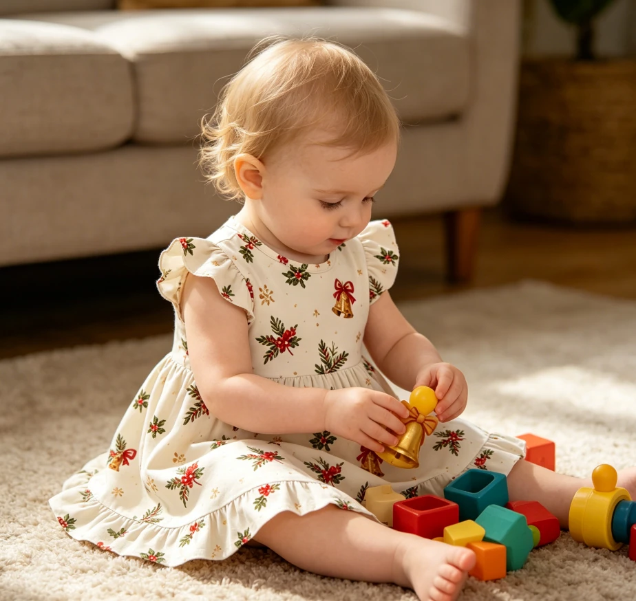 Wholesale Toddler Dresses Child Baby Girls Teenagers Ruffle Sleeve Dress with Ruffle product image 6