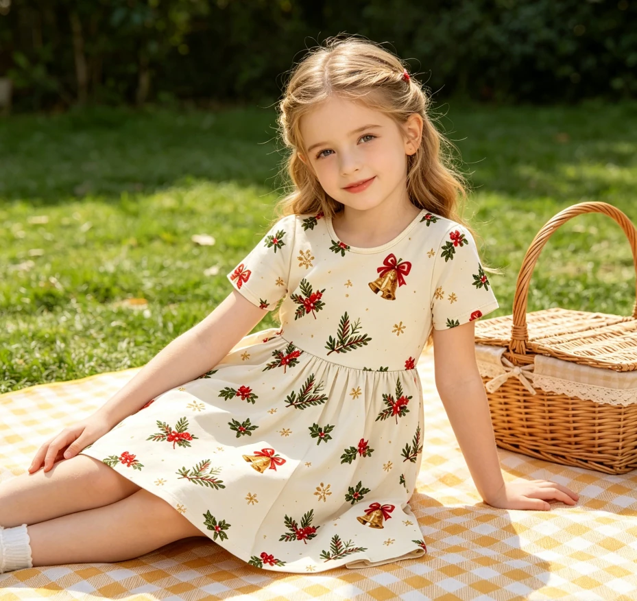 Toddler Dresses Child Baby Girls Short Sleeve Holiday Boutique Dress product image 2