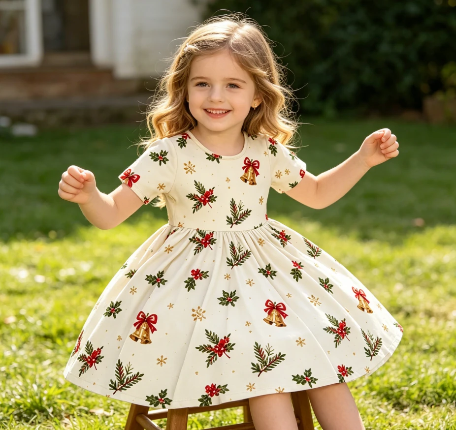 Toddler Dresses Child Baby Girls Short Sleeve Holiday Boutique Dress product image 3