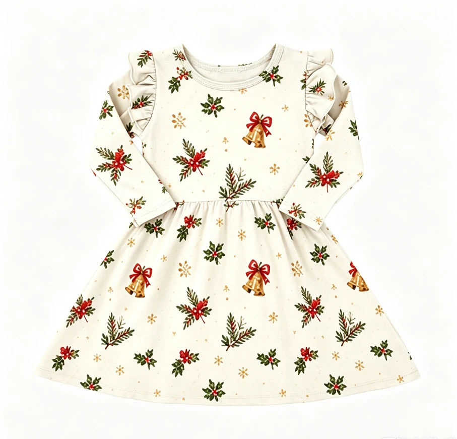 Wholesale Toddler Clothing Child Baby Girls Long Sleeve Bow Back Twirl Dress product image 1