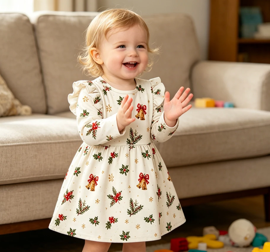 Wholesale Toddler Clothing Child Baby Girls Long Sleeve Bow Back Twirl Dress product image 5