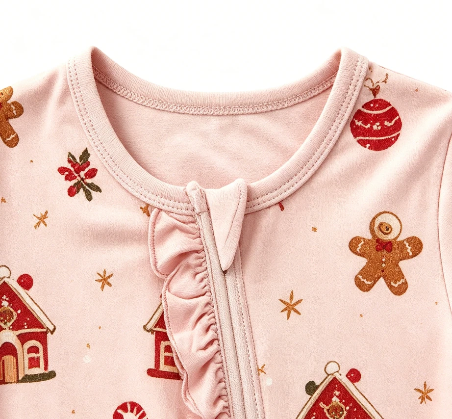 Newborn Ruffle Footie Sleeper Infant Holiday Zip Footie Baby Girls Zippy Layette product image 2