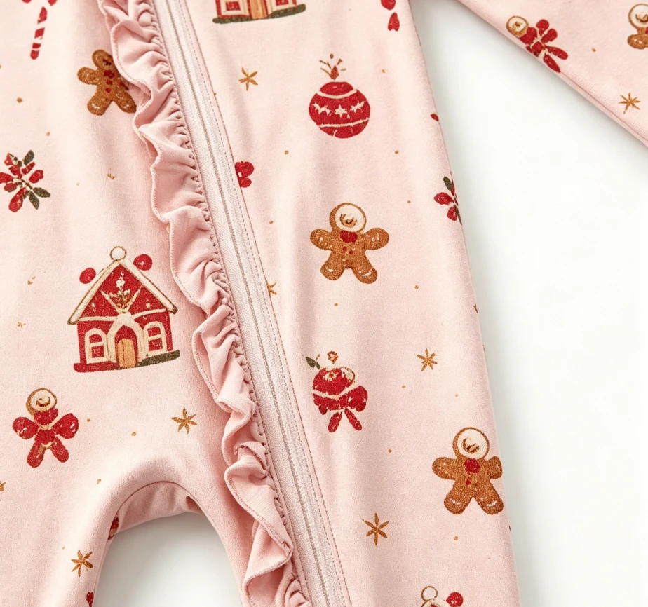Newborn Ruffle Footie Sleeper Infant Holiday Zip Footie Baby Girls Zippy Layette product image 3