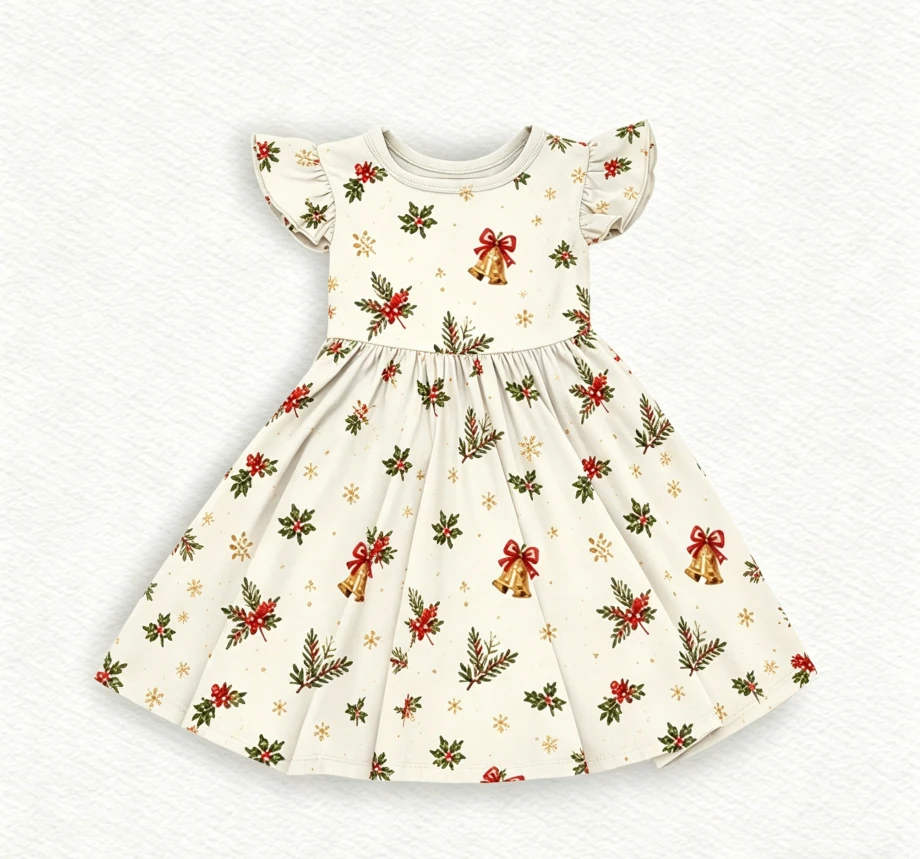 Holiday Infant Toddler Clothing Child Baby Girls Basic Flutter Sleeve Twirl Dress product image 1