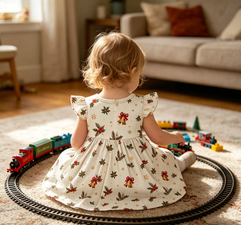 Holiday Infant Toddler Clothing Child Baby Girls Basic Flutter Sleeve Twirl Dress product image 4