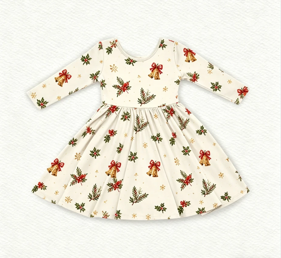 Infant Toddler Clothing Child Baby Girls Basic Long Sleeve Twirl Dress product image 1