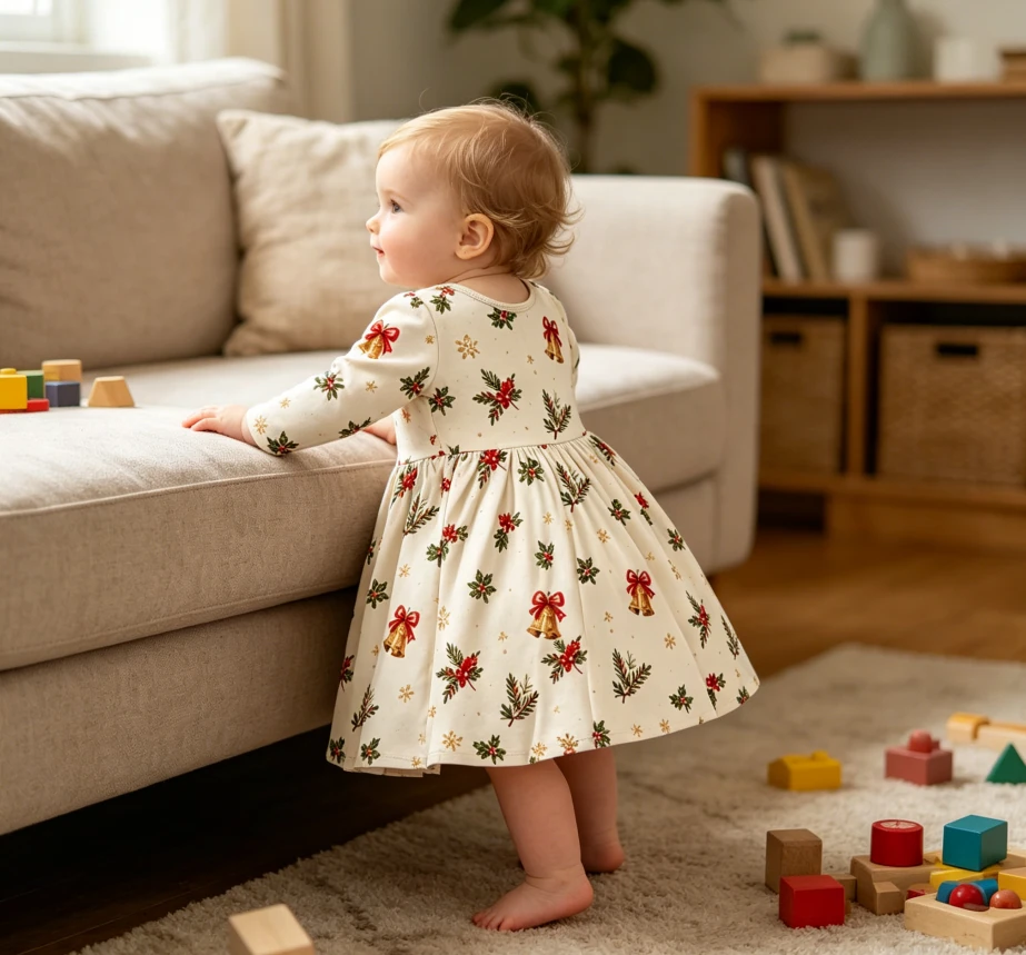Infant Toddler Clothing Child Baby Girls Basic Long Sleeve Twirl Dress product image 2