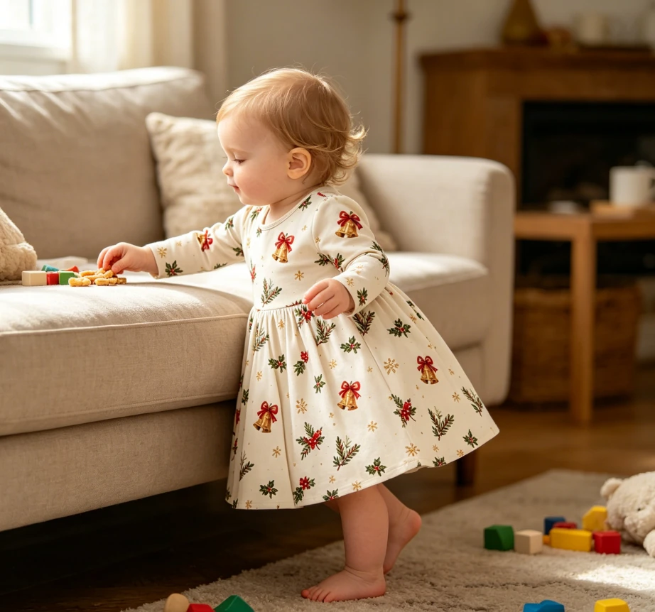 Infant Toddler Clothing Child Baby Girls Basic Long Sleeve Twirl Dress product image 3