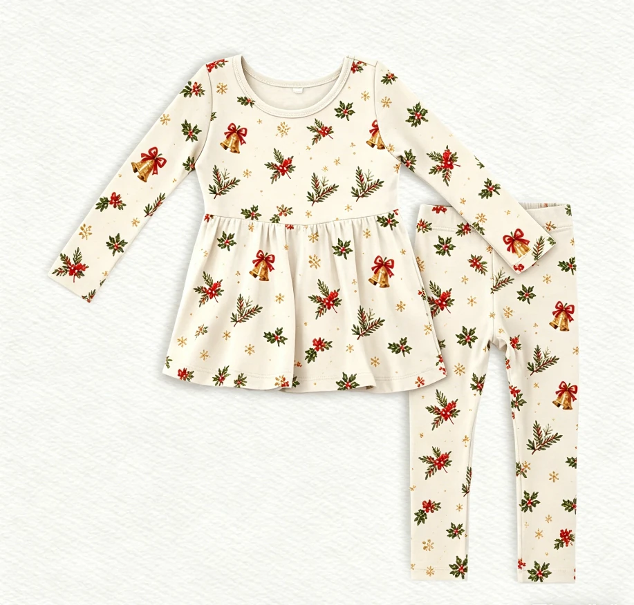 Children Clothing Set Baby Girls Long Sleeve Peplum and Leggings Set product image 1