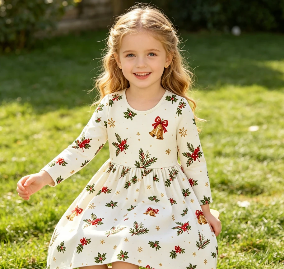 Factory Boutique Infant Toddler Clothing Child Baby Girls Long Sleeve Bow Back Twirl Dress product image 4
